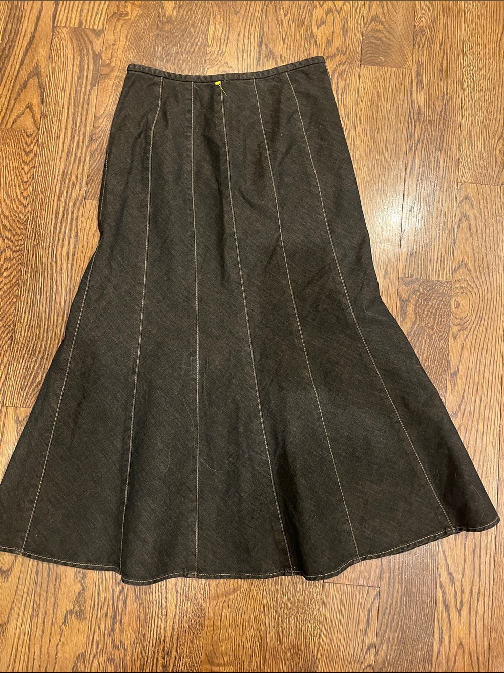 Gerard Darell Y2K S A-Line Dark Brown Panel Flared Skirt